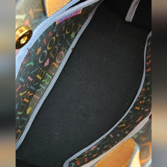 Dooney & Bourke Multicolor Logo Drawstring Tote | Y2K | Leather Trim - Picture 12 of 15